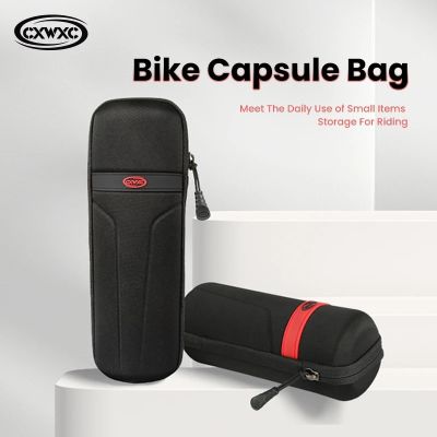 ถุงโครงจักรยาน CXWXC กล่องเก็บของจักรยานกันฝนชุดเครื่องมือซ่อมแซมขวดตาข่ายกระเป๋าแคปซูลจักรยานในตัวกระเป๋าทรงหลอดดาวน์