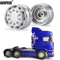 AXSPEED 1/2Pcs Metal 10 Spoke Front Wheel Rim Hub for 1:14 Tamiya Trailer Tractor Truck RC Car