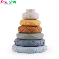 LS【ready Stock】Stacking Nesting Baby Building Blocks Toys Soft Squeeze Diy Teething Baby Early Educational Toys For Toddler Boys Girls1【cod】