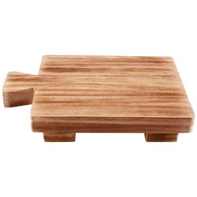 Rectangle Wood Pedestal with Handle, Small, for Bathroom Wooden Soap Tray Base