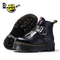 Dr.Martens พีชหัวใจมาร์ตินรองเท้าผู้หญิงหัวเข็มขัดหนังรองเท้าสั้นซิปหัวเข็มขัดหนาด้านล่างสไตล์อังกฤษ