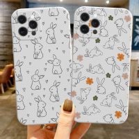 {Doudou Plush} เคสโทรศัพท์ตลกลายกระต่ายเส้นเรียบง่ายสำหรับ Iphone 13Pro XR X XS XSMAX 7 8 Plus 11 12 14 Pro Max 12Mini เคส11Pro น่ารัก Fundas