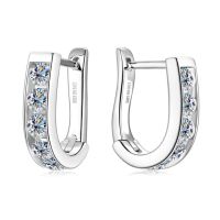 Smyoue 18k Plated 1cttw Full Moissanite Hoop Earring for Women Round Cut Sparkles Flawless Diamond Jewelry S925 Sterling Silver