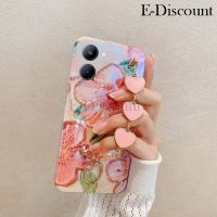 เคสโทรศัพท์ใหม่สำหรับ VIVO Y78 Y36 ฝาครอบ ไฟแฟชั่นบลูอ่อนสีน้ำมันลายดอกไม้ + สร้อยข้อมือความรักป้องกันสำหรับ VIVO Y78 Y36 เคส