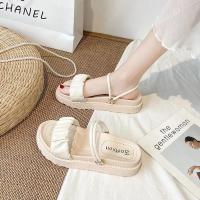 CODddngkw3 Thick sponge bottom sandals female fairy wind students fashi松糕厚底凉鞋女仙女风2022年学生时尚罗马平底鞋潮6.1