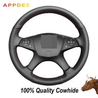 Hand-stitched Black Genuine  Leather Steering Wheel Cover for Mercedes Benz W204 C-Class 2007-2010 C300 C280 C260 C230 C180 C200 Steering Wheels Acces