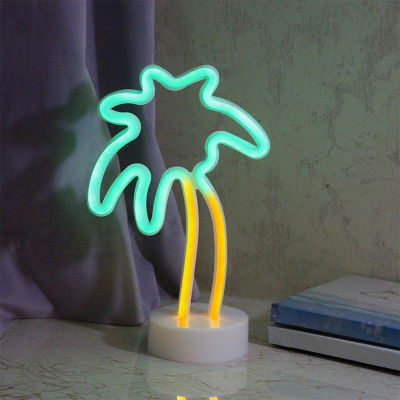 ใหม่ Hot Palm Tree ไฟนีออน LED ต้นมะพร้าว Neon Night Light USB และแบตเตอรี่ Powered Neon Night โคมไฟตั้งโต๊ะโคมไฟข้างเตียง Creative