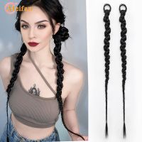 MEIFAN Synthetic Long Twisted Boxing Pigtail Chignon Tail With Rubber Band Crochet Braid Hair Natural Fake Ponytail Extension Wig  Hair Extensions  Pa