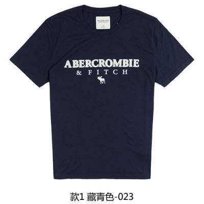 Abercrombie Fitch เสื้อยืดสำหรับทั้งหญิงและชายคอกลมแขนสั้นผ้าคอตตอนแขนเสื้อครึ่งคอ