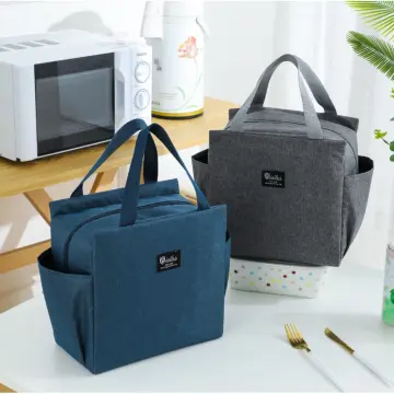 Portable Leather Insulated Lunch Bag Large Capacity Double Layer