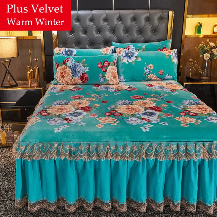 Smooth Bed Linens Crystal Velvet Sheet Bed Thickened Colourful Bed