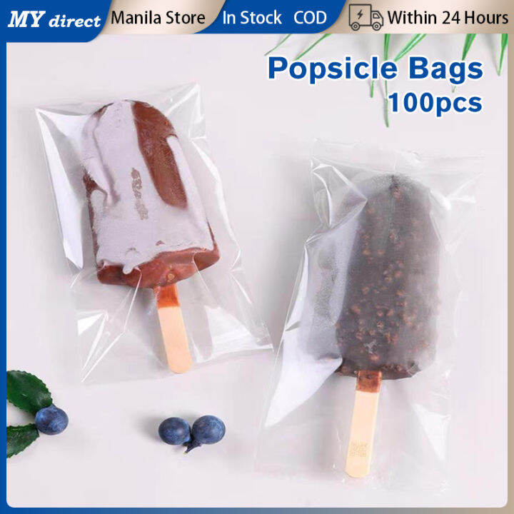 100 Pieces Popsicle Bags Disposable Ice Cream Bags Selfadhesive Clear Ice Pop Plastic Bags Ice