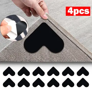 4 PC Carpet Mat Rug Gripper Set Anti Slip Grip Non Skid Tape Adhesive Floor Pad