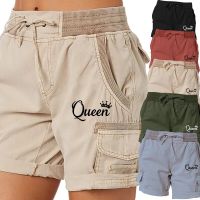 Fashion Queen Printed Womens Cargo Shorts Stretch Golf Active Shorts Work Shorts Outdoor Summer Shorts with Pockets Towels