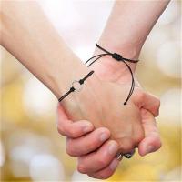 QianXing Shop 1 Set/2pcs Black Card Couple Bracelet Personalized Alloy Ring Braided Bracelet