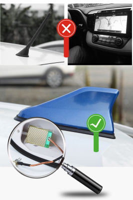 【cw】16cm Universal Carbon Fiber Look Car Roof Top Mount Shark Fin Aerial Antenna Toppers Auto Radio AM FM Antenna Signal Amplifier ！