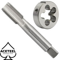 Aceteel Metric M23 X 0.75 Tap and Die Set มือขวา M23 x 0.75 HSS Machine Thread Tap และ M23 x 0.75 Round Die