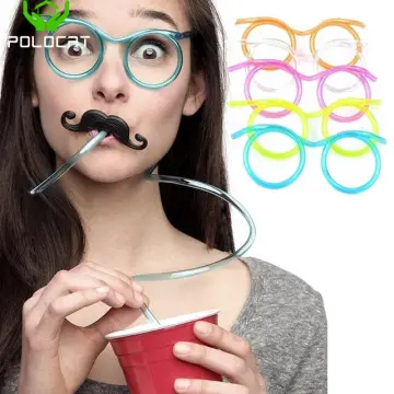 Kids Straw Glasses Fun Drinking Reusable Party Game Crazy Drink