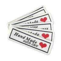 Stock Hand Made With Love Iron Clothes Labels With Heart Iron On Clothing Tags Bag Handmade Thermo-Adhesive Clothing Labels Stickers Labels