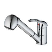 Deck Mounted Pull Out Kitchen Faucet Hot and Cold Water Mixer Crane Single Hole Pull Down Kitchen Sink Water Tap Copper MLK901