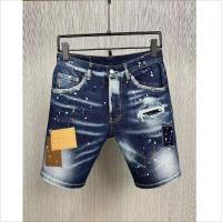 Fashion Mens Denim Fabric Shorts Trendy Casual Slim Fitting moto&amp;Biker High Street Hole Spray Painted Shorts Jeans D10-1