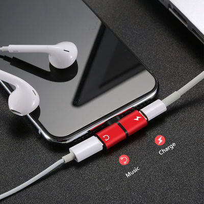 For 7 8 X XS XR Audio Charging Dual Adapter Splitter For Lightning Jack to Earphone AUX Cable Connector Converter