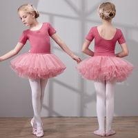 Short Sleeve Dance Dress for Girls Cotton Ballet Dancewear with TulleToddler Ballet Dress Kids Tutu Dress Kids Dance Skirts