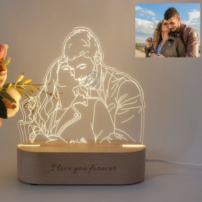 Personalized Gift Photo 3D Lamp Customized Wedding Anniversary Valentines Day Gift Night Light Picture Text Engraving Gift Night Lights
