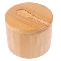 hotx【DT】 Seasoning Jars Pepper Jar Condiment Bowl Storage Pot Set Wood Holder Lid Function Bowls