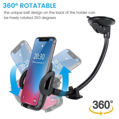 ที่วางโทรศัพท์ในรถยนต์ Mount 360 ° Rotatable Long Arm Windshield Phone Cradle With Suction Cup 1.9-4.1in Mounting Seat Non-Slip Anti-Scratch Dashboard Phone Holder