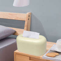 ที่วางกล่องทิชชู่กันน้ำ Simple Cream Yellow Wide Open Plastic Tissue Paper Box for Office Bedroom Living Room