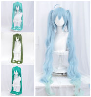 100cm39" VOCALOID SEASON women Magical Snow MIKU cosplay wig long gradient blue hair with tails