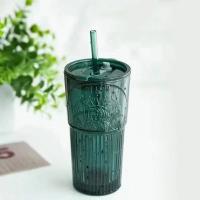 【CW】۞▧  Large Capacity 600ML Glass Cup Dark Goddess with lid and straw