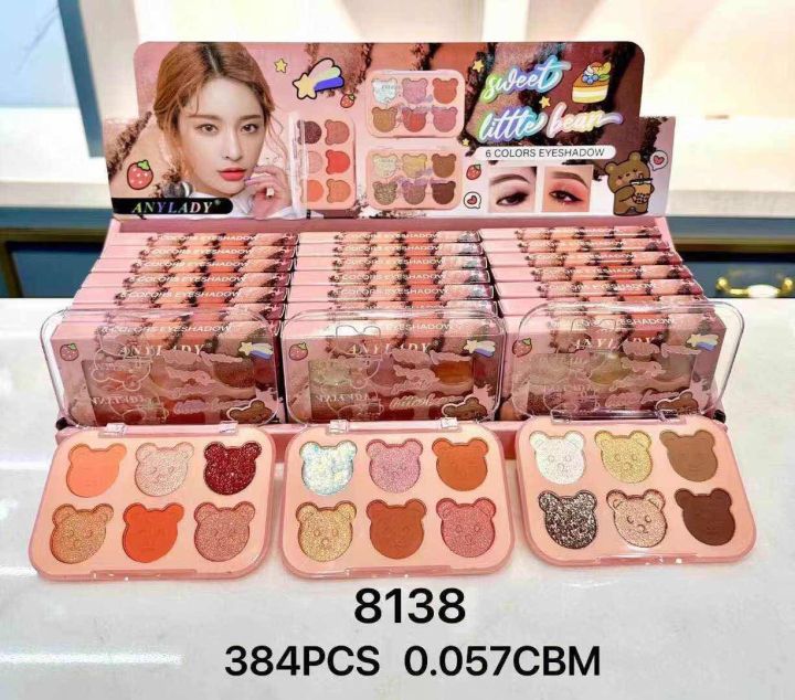 พร้อมส่ง-8138-พาเลตอายแชโดว์-6-เฉดสี-anylady-bear-palette-eye-shadow