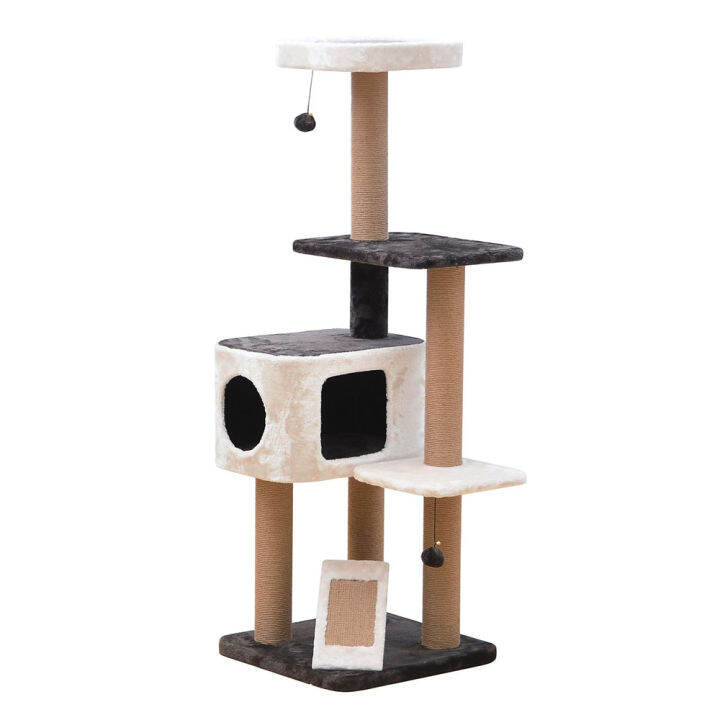 คอนโดแมว-คอนโดแมวใหญ่ๆ-ไม้-5ชั้น-1ชุด-5-level-multifunctional-cat-tree-condo-cat-condo-1-set