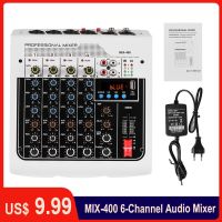 MIX-400 Professional 6-Channel Audio Mixer Mixing Console MIX5210 with Reverb Delay Effect Wireless Connect for Recording Live Projector Mounts