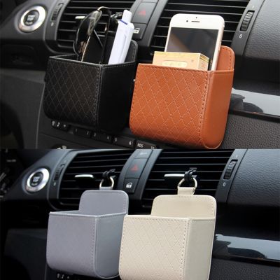 Air Vent Dashboard Tidy Car Storage Bag Hanging Leather Organizer Box Glasses Phone Holder Storage Or ganizer Car Accessories