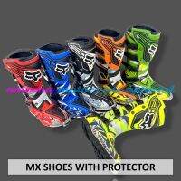 Multicolor Cordura Synthetic Leather Full Print Motocross Shoes with Iron Protector 44 for Men