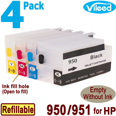 Compatible 4 Pack 950 K 951 C M Y Refillable Empty Print Cartridge Without Ink 950 Black 951 Cyan Magenta Yellow  for HP Officejet Pro 8100 8600 8610 8620 8630 8640 8650 8660 8615 8616 8625 251dw 276dw Colour Printer