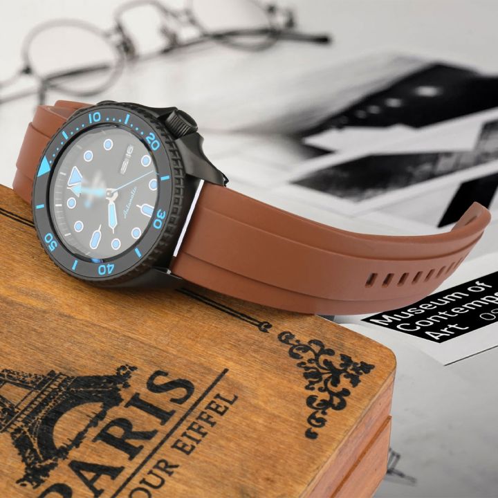 ดีไซน์ใหม่นาฬิกาข้อมือยางสายนาฬิกาเจลนิ่มสีน้ำตาลสายคล้องข้อมือเข็ดขัดกันน้ำสำหรับการดำน้ำ20มม-22มม-24มม-สำหรับผู้ชายผู้หญิง