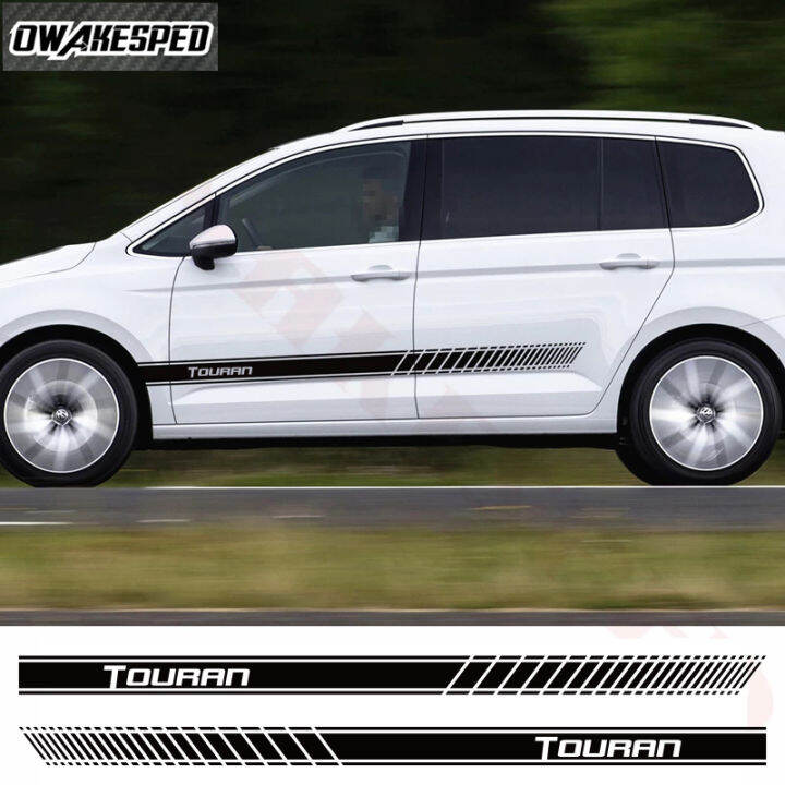 2pcs-racing-sport-stripes-stickers-for-volkswagen-touran-car-door-side-skirt-decor-stickers-auto-accessories-body-vinyl-decals