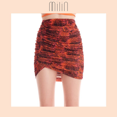 [MILIN] Ruched high waisted printed skirt กระโปรงลายพิมพ์ทรงเอวสูงแต่งรูดด้านหน้า / Vernal Skirt