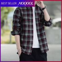 MOQOOL เสื้อผู้ชายเกาหลีรุ่นเทรนด์ลายสก๊อตพิมพ์ลายใหม่หลวมหล่อชายหนุ่มเสื้อแจ็คเก็ตด้านบน