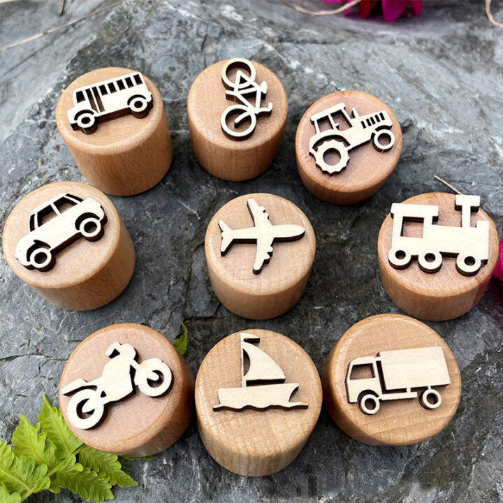 Montessori Wooden Play Dough Stamps Tools Weather Insect Butterfly