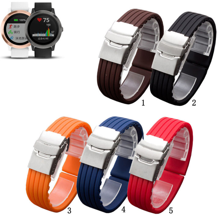 20mm Silver Buckle Silicone Strap For Garmin Forerunner 158 55 245