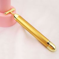 24k Gold Facial Slimming Face Beauty Bar Pulse Firming Facial Roller Massager Lift Skin Tightening Wrinkle Vibrating Tool Cables