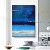 100% Hand painted Oil Painting Abstract  Thick Art Canvas blue Painting Wall Picture Wall Artwork For Cafe or bar Decoration Drawing Painting Supplies