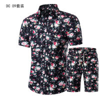 Summer Mens Fashion 2021 Gold Luxury Designer Shirts For Mens Set Fancy Hawaii Beachwear Floral Printed Mens Short Sleeve Club