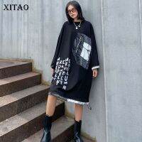 XITAO Dress Casual Loose Black Loose Summer   Women T-shirt Dress