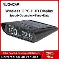 Vjoycar 2023 S100 Universal Cars Wireless HUD Display Digital GPS Speedometer with Solar Charged Total Mileage Over-speed Alarm